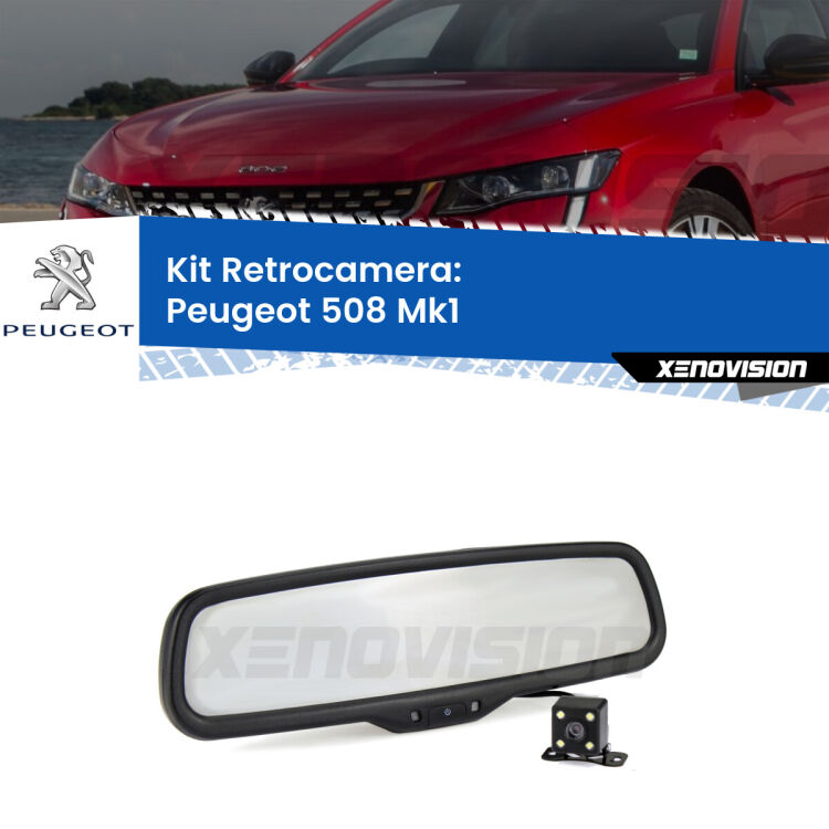 Kit Telecamera Parcheggio e Specchietto retrovisore con display invisibile per Peugeot 508 Mk1. Spento è identico all’originale. In retromarcia, l’immagine appare in un riquadro prima invisibile