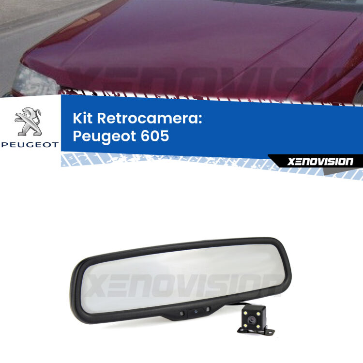 Kit Telecamera Parcheggio e Specchietto retrovisore con display invisibile per Peugeot 605 . Spento è identico all’originale. In retromarcia, l’immagine appare in un riquadro prima invisibile