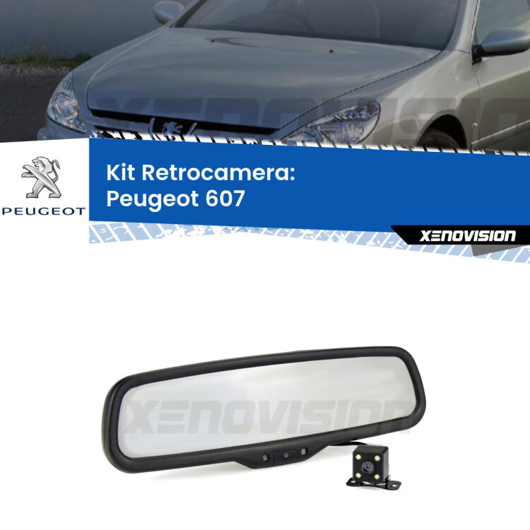 Kit Telecamera Parcheggio e Specchietto retrovisore con display invisibile per Peugeot 607 . Spento è identico all’originale. In retromarcia, l’immagine appare in un riquadro prima invisibile