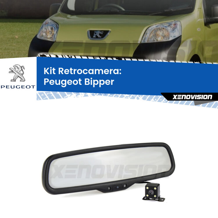 Kit Telecamera Parcheggio e Specchietto retrovisore con display invisibile per Peugeot Bipper . Spento è identico all’originale. In retromarcia, l’immagine appare in un riquadro prima invisibile