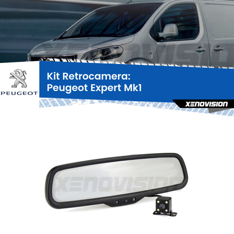 Kit Telecamera Parcheggio e Specchietto retrovisore con display invisibile per Peugeot Expert Mk1. Spento è identico all’originale. In retromarcia, l’immagine appare in un riquadro prima invisibile