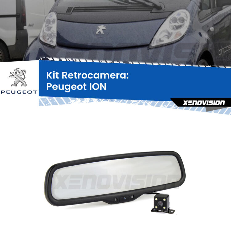 Kit Telecamera Parcheggio e Specchietto retrovisore con display invisibile per Peugeot ION . Spento è identico all’originale. In retromarcia, l’immagine appare in un riquadro prima invisibile