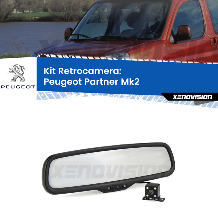 Kit Telecamera Parcheggio e Specchietto retrovisore con display invisibile per Peugeot Partner Mk2. Spento è identico all’originale. In retromarcia, l’immagine appare in un riquadro prima invisibile