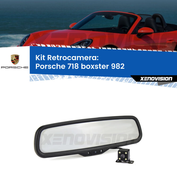 Kit Telecamera Parcheggio e Specchietto retrovisore con display invisibile per Porsche 718 boxster 982. Spento è identico all’originale. In retromarcia, l’immagine appare in un riquadro prima invisibile