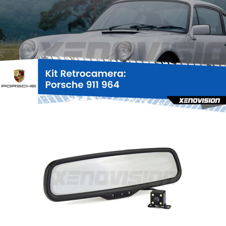 Kit Telecamera Parcheggio e Specchietto retrovisore con display invisibile per Porsche 911 964. Spento è identico all’originale. In retromarcia, l’immagine appare in un riquadro prima invisibile