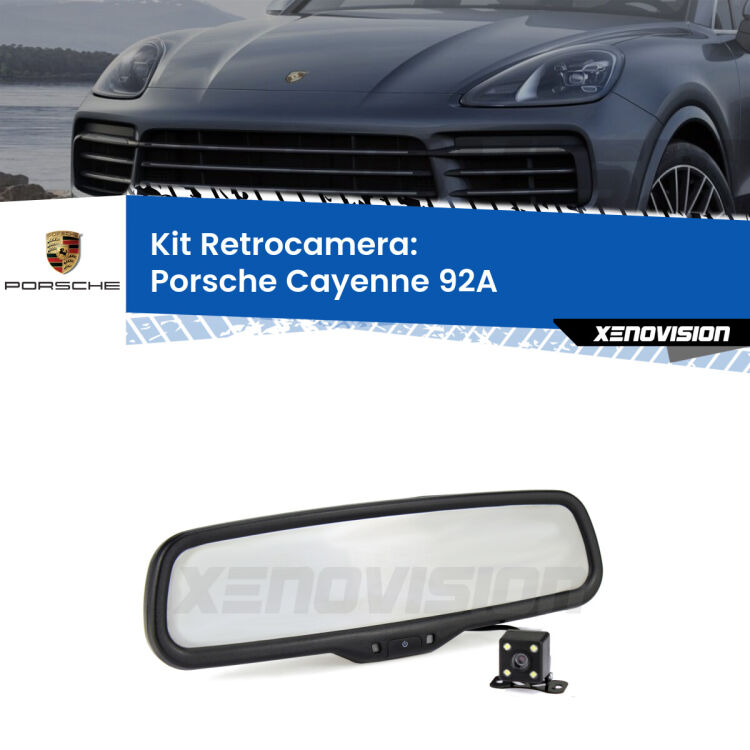 Kit Telecamera Parcheggio e Specchietto retrovisore con display invisibile per Porsche Cayenne 92A. Spento è identico all’originale. In retromarcia, l’immagine appare in un riquadro prima invisibile