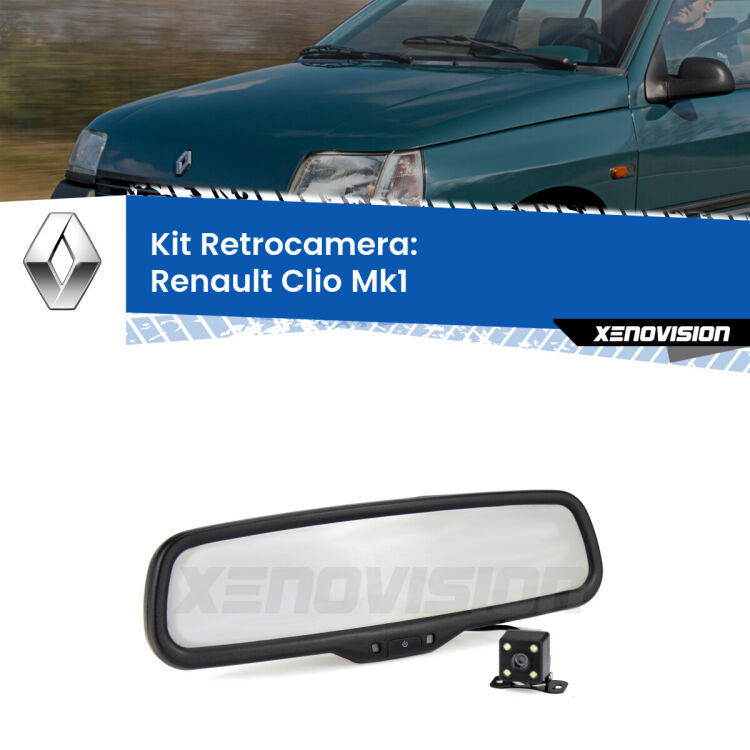 Kit Telecamera Parcheggio e Specchietto retrovisore con display invisibile per Renault Clio Mk1. Spento è identico all’originale. In retromarcia, l’immagine appare in un riquadro prima invisibile