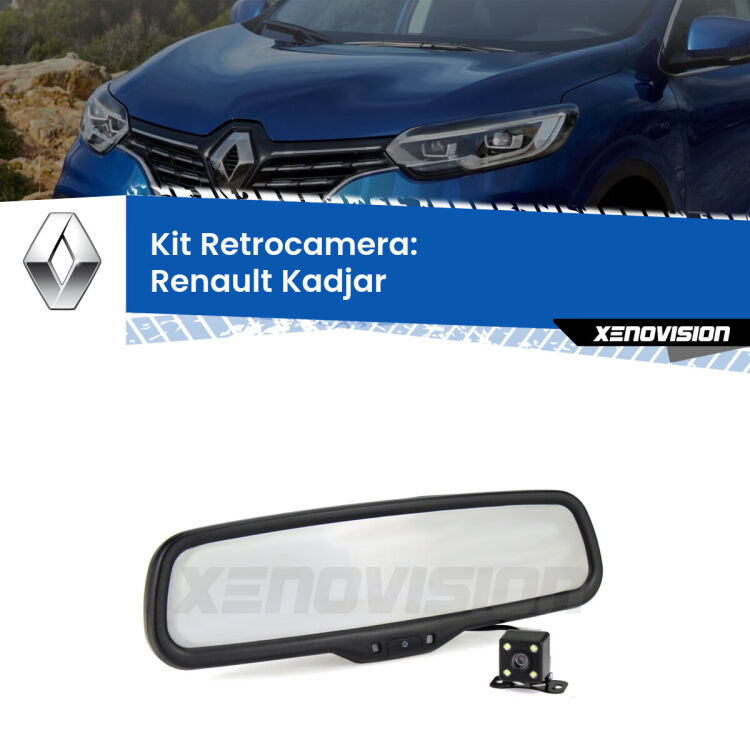 Kit Telecamera Parcheggio e Specchietto retrovisore con display invisibile per Renault Kadjar . Spento è identico all’originale. In retromarcia, l’immagine appare in un riquadro prima invisibile