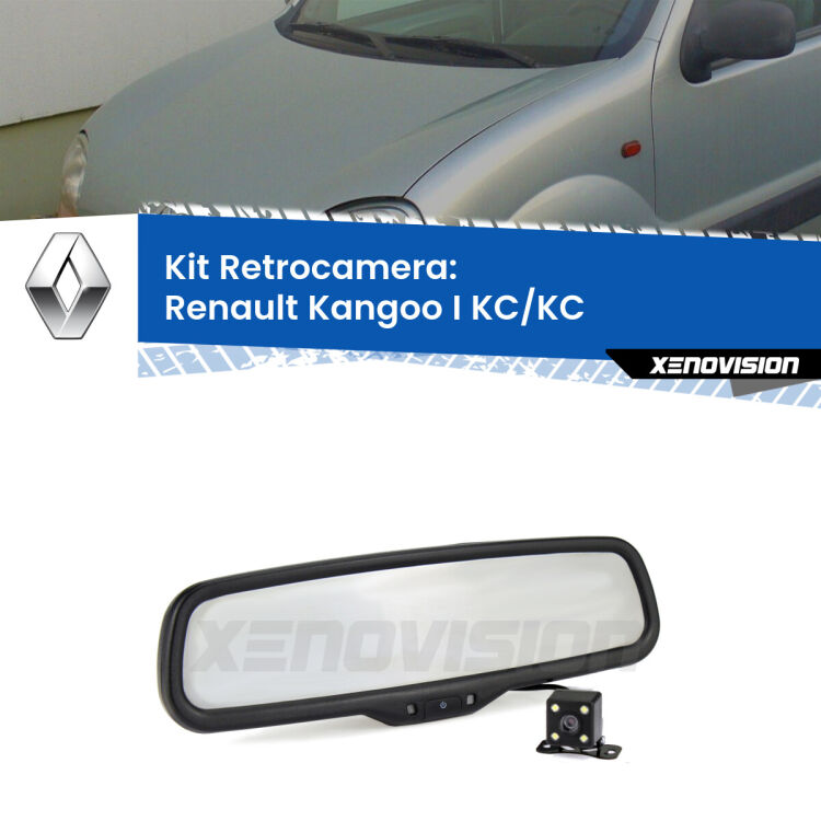 Kit Telecamera Parcheggio e Specchietto retrovisore con display invisibile per Renault Kangoo I KC/KC. Spento è identico all’originale. In retromarcia, l’immagine appare in un riquadro prima invisibile