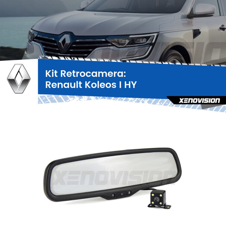 Kit Telecamera Parcheggio e Specchietto retrovisore con display invisibile per Renault Koleos I HY. Spento è identico all’originale. In retromarcia, l’immagine appare in un riquadro prima invisibile