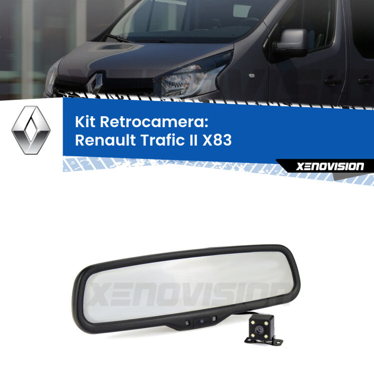 Kit Telecamera Parcheggio e Specchietto retrovisore con display invisibile per Renault Trafic II X83. Spento è identico all’originale. In retromarcia, l’immagine appare in un riquadro prima invisibile