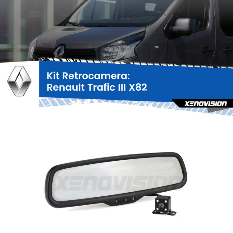 Kit Telecamera Parcheggio e Specchietto retrovisore con display invisibile per Renault Trafic III X82. Spento è identico all’originale. In retromarcia, l’immagine appare in un riquadro prima invisibile