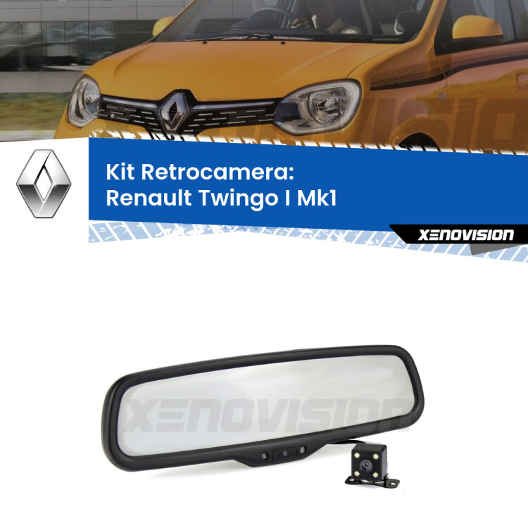 Kit Telecamera Parcheggio e Specchietto retrovisore con display invisibile per Renault Twingo I Mk1. Spento è identico all’originale. In retromarcia, l’immagine appare in un riquadro prima invisibile