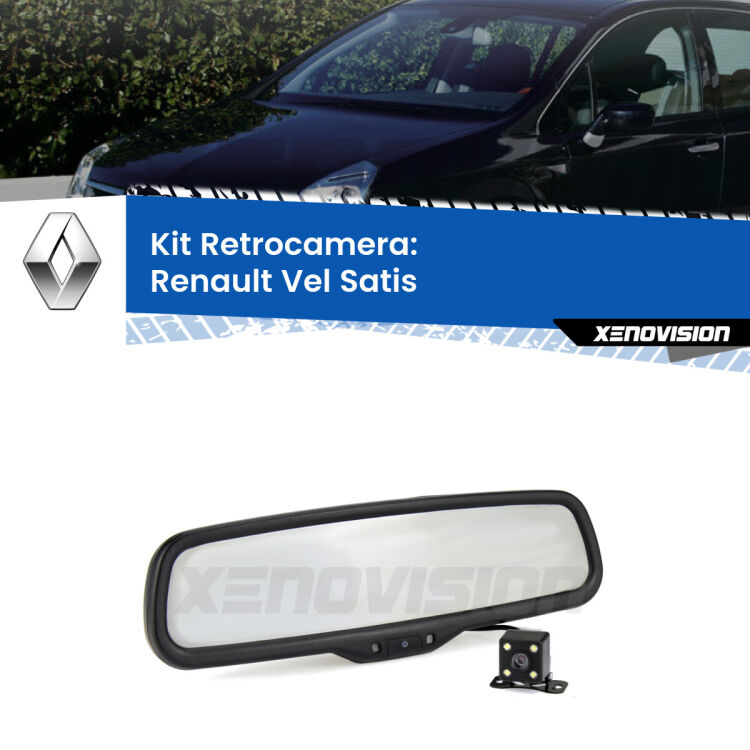 Kit Telecamera Parcheggio e Specchietto retrovisore con display invisibile per Renault Vel Satis . Spento è identico all’originale. In retromarcia, l’immagine appare in un riquadro prima invisibile