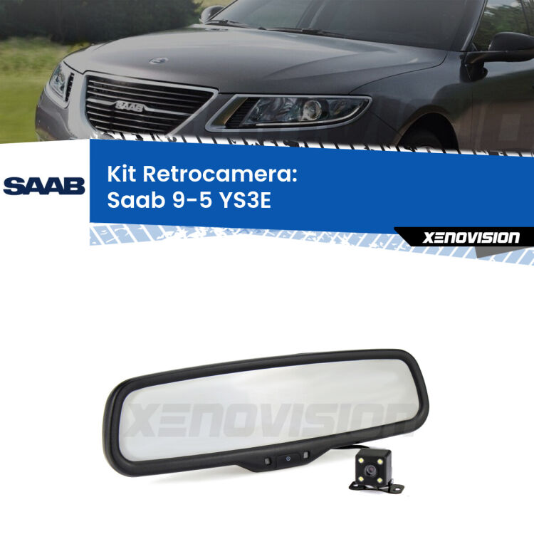 Kit Telecamera Parcheggio e Specchietto retrovisore con display invisibile per Saab 9-5 YS3E. Spento è identico all’originale. In retromarcia, l’immagine appare in un riquadro prima invisibile