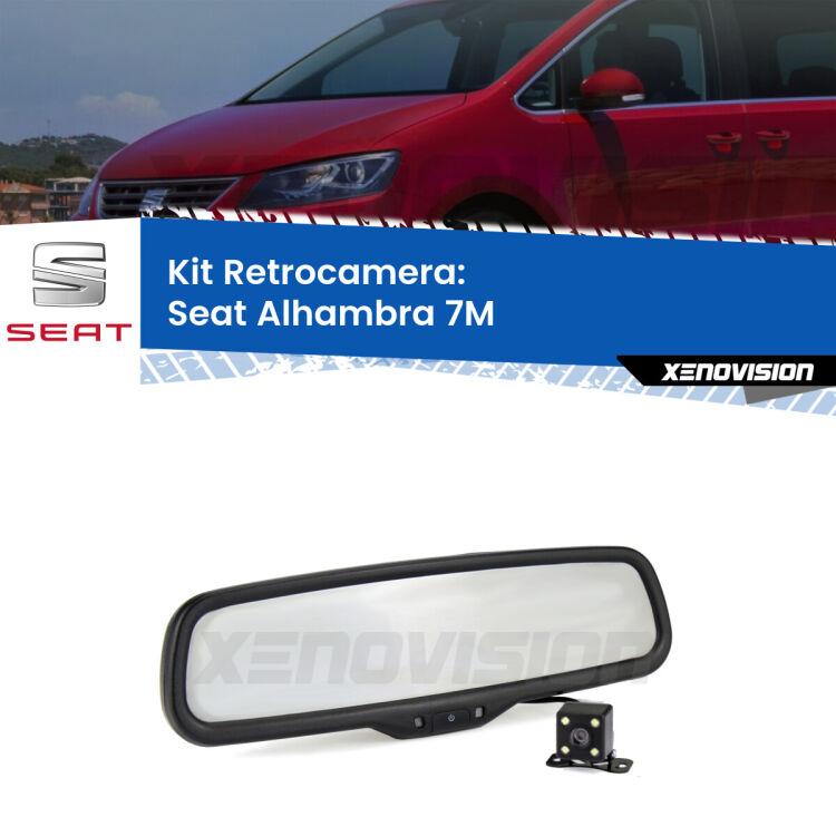 Kit Telecamera Parcheggio e Specchietto retrovisore con display invisibile per Seat Alhambra 7M. Spento è identico all’originale. In retromarcia, l’immagine appare in un riquadro prima invisibile