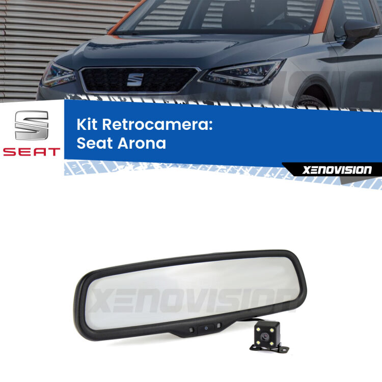 Kit Telecamera Parcheggio e Specchietto retrovisore con display invisibile per Seat Arona . Spento è identico all’originale. In retromarcia, l’immagine appare in un riquadro prima invisibile