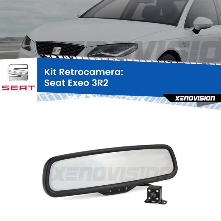 Kit Telecamera Parcheggio e Specchietto retrovisore con display invisibile per Seat Exeo 3R2. Spento è identico all’originale. In retromarcia, l’immagine appare in un riquadro prima invisibile