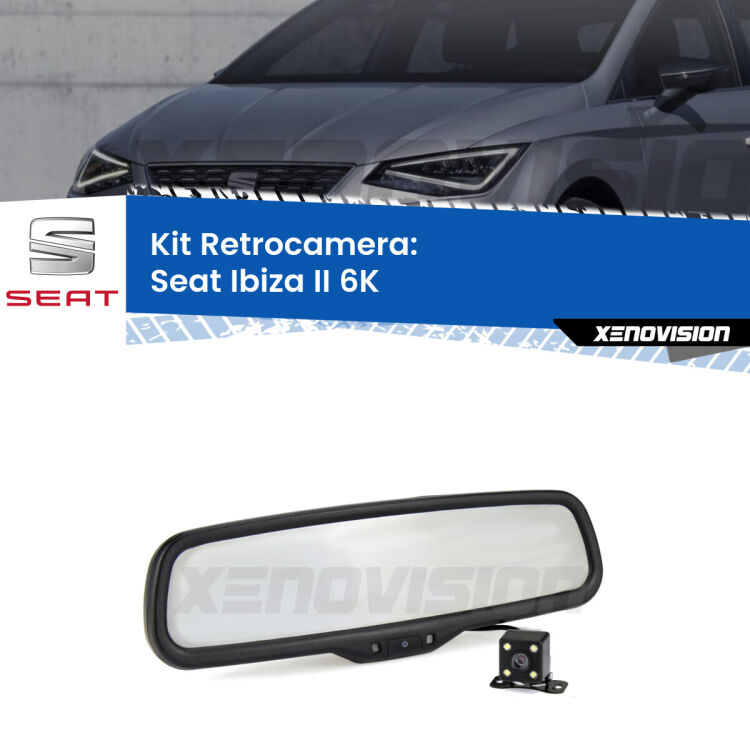 Kit Telecamera Parcheggio e Specchietto retrovisore con display invisibile per Seat Ibiza II 6K. Spento è identico all’originale. In retromarcia, l’immagine appare in un riquadro prima invisibile