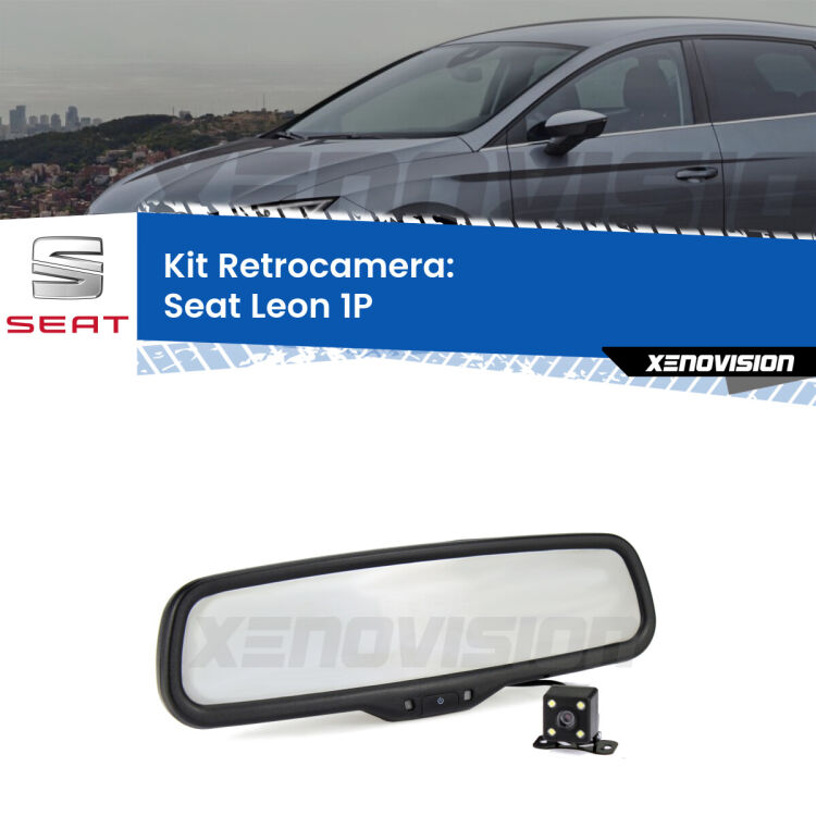 Kit Telecamera Parcheggio e Specchietto retrovisore con display invisibile per Seat Leon 1P. Spento è identico all’originale. In retromarcia, l’immagine appare in un riquadro prima invisibile