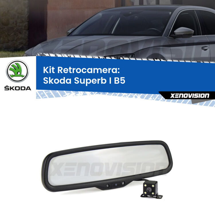 Kit Telecamera Parcheggio e Specchietto retrovisore con display invisibile per Skoda Superb I B5. Spento è identico all’originale. In retromarcia, l’immagine appare in un riquadro prima invisibile