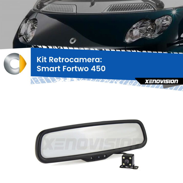 Kit Telecamera Parcheggio e Specchietto retrovisore con display invisibile per Smart Fortwo 450. Spento è identico all’originale. In retromarcia, l’immagine appare in un riquadro prima invisibile