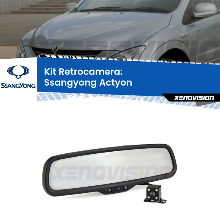 Kit Telecamera Parcheggio e Specchietto retrovisore con display invisibile per Ssangyong Actyon . Spento è identico all’originale. In retromarcia, l’immagine appare in un riquadro prima invisibile