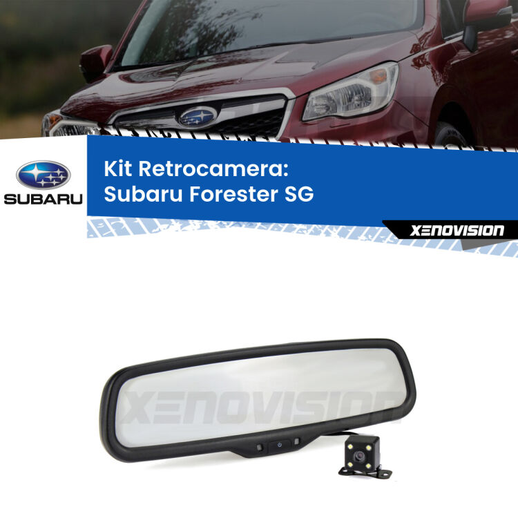 Kit Telecamera Parcheggio e Specchietto retrovisore con display invisibile per Subaru Forester SG. Spento è identico all’originale. In retromarcia, l’immagine appare in un riquadro prima invisibile