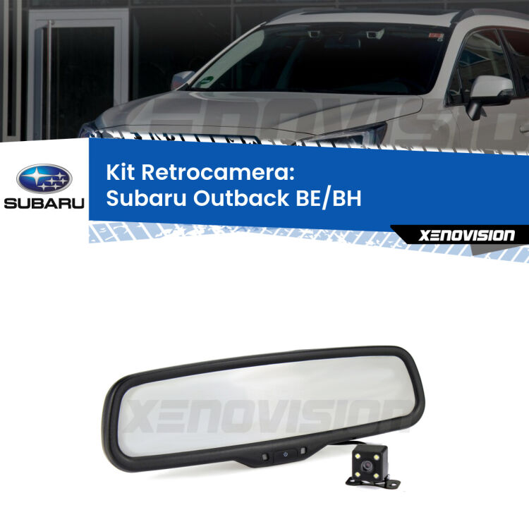 Kit Telecamera Parcheggio e Specchietto retrovisore con display invisibile per Subaru Outback BE/BH. Spento è identico all’originale. In retromarcia, l’immagine appare in un riquadro prima invisibile