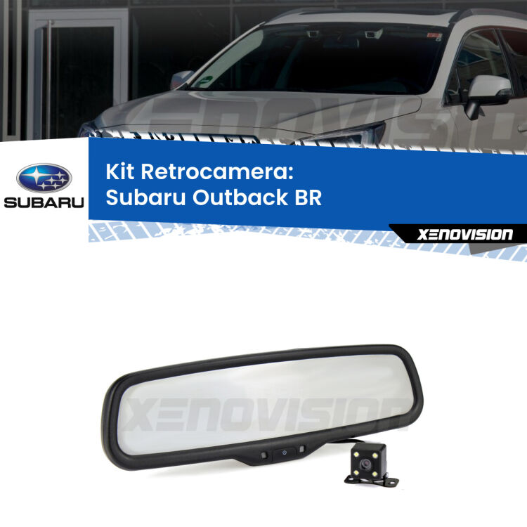 Kit Telecamera Parcheggio e Specchietto retrovisore con display invisibile per Subaru Outback BR. Spento è identico all’originale. In retromarcia, l’immagine appare in un riquadro prima invisibile