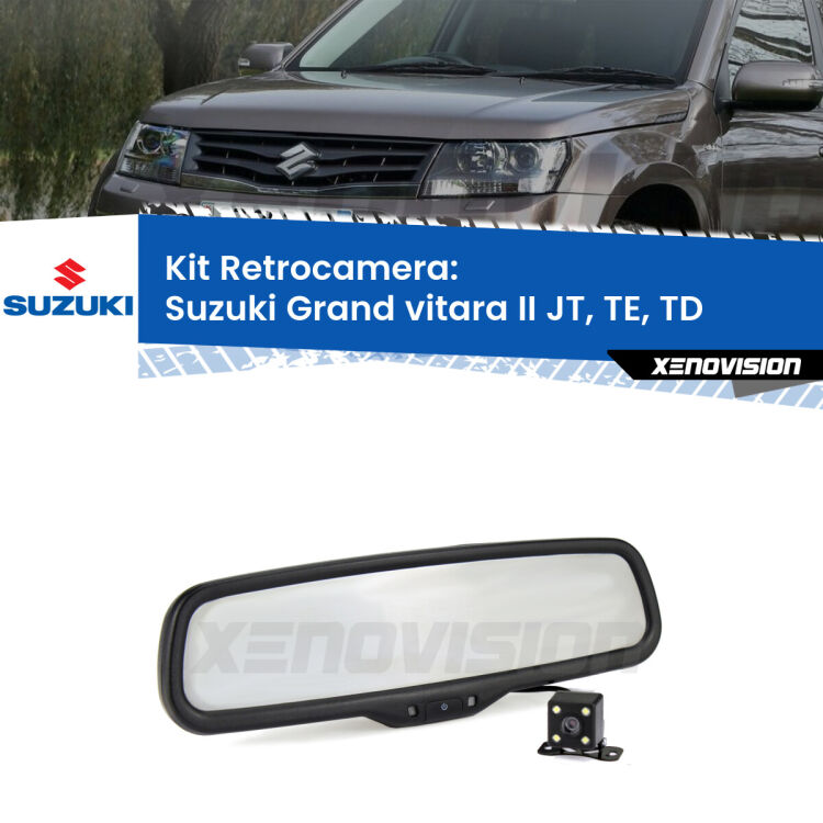 Kit Telecamera Parcheggio e Specchietto retrovisore con display invisibile per Suzuki Grand vitara II JT, TE, TD. Spento è identico all’originale. In retromarcia, l’immagine appare in un riquadro prima invisibile