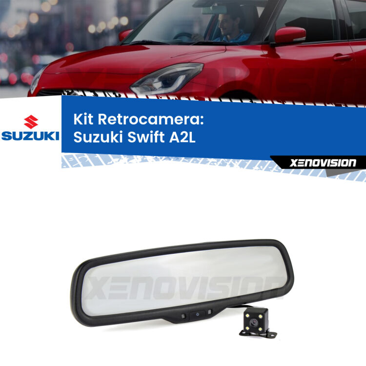 Kit Telecamera Parcheggio e Specchietto retrovisore con display invisibile per Suzuki Swift A2L. Spento è identico all’originale. In retromarcia, l’immagine appare in un riquadro prima invisibile