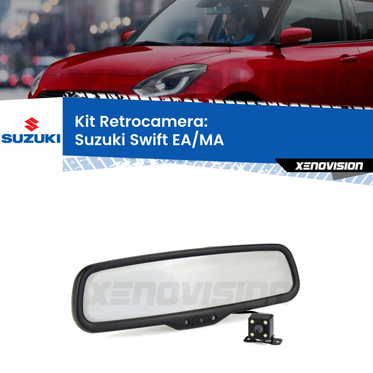 Kit Telecamera Parcheggio e Specchietto retrovisore con display invisibile per Suzuki Swift EA/MA. Spento è identico all’originale. In retromarcia, l’immagine appare in un riquadro prima invisibile