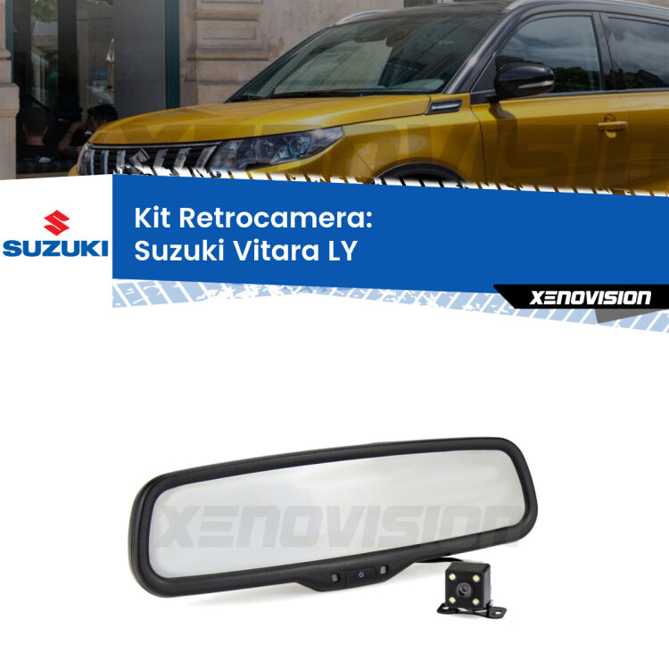 Kit Telecamera Parcheggio e Specchietto retrovisore con display invisibile per Suzuki Vitara LY. Spento è identico all’originale. In retromarcia, l’immagine appare in un riquadro prima invisibile