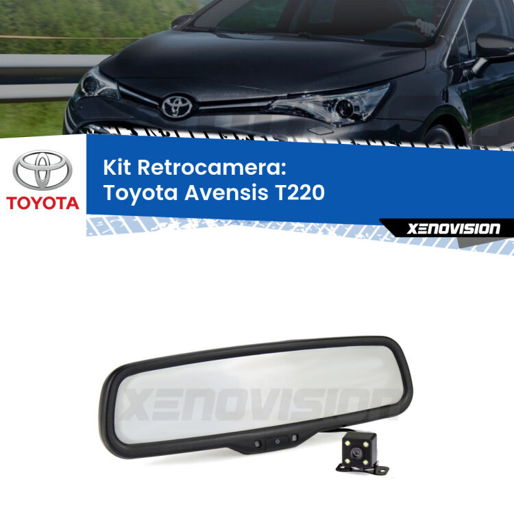 Kit Telecamera Parcheggio e Specchietto retrovisore con display invisibile per Toyota Avensis T220. Spento è identico all’originale. In retromarcia, l’immagine appare in un riquadro prima invisibile