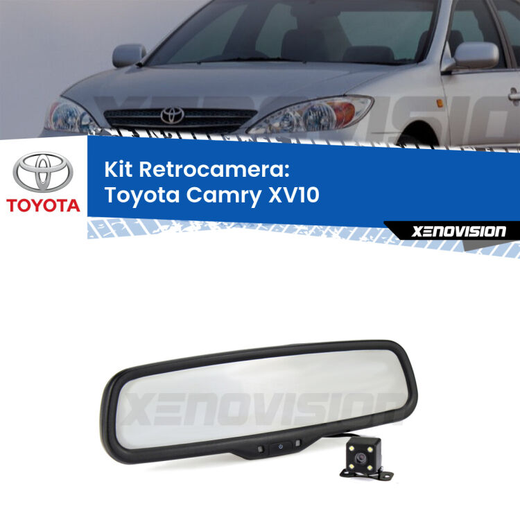 Kit Telecamera Parcheggio e Specchietto retrovisore con display invisibile per Toyota Camry XV10. Spento è identico all’originale. In retromarcia, l’immagine appare in un riquadro prima invisibile