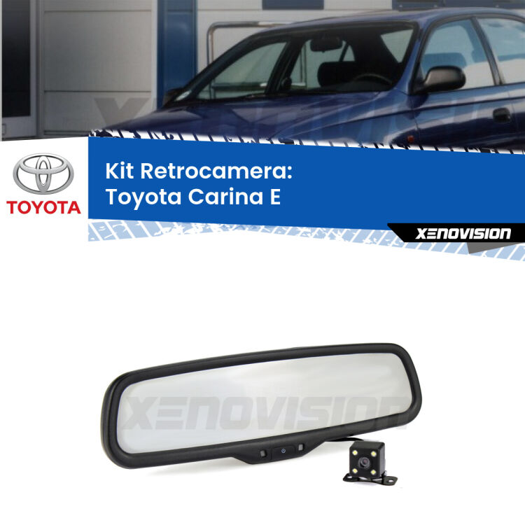 Kit Telecamera Parcheggio e Specchietto retrovisore con display invisibile per Toyota Carina E . Spento è identico all’originale. In retromarcia, l’immagine appare in un riquadro prima invisibile