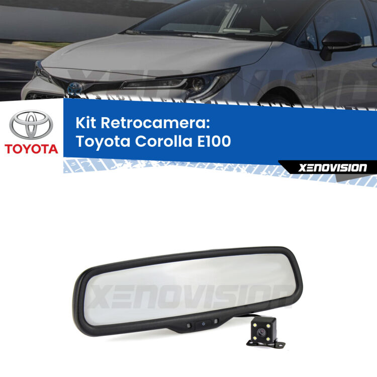 Kit Telecamera Parcheggio e Specchietto retrovisore con display invisibile per Toyota Corolla E100. Spento è identico all’originale. In retromarcia, l’immagine appare in un riquadro prima invisibile