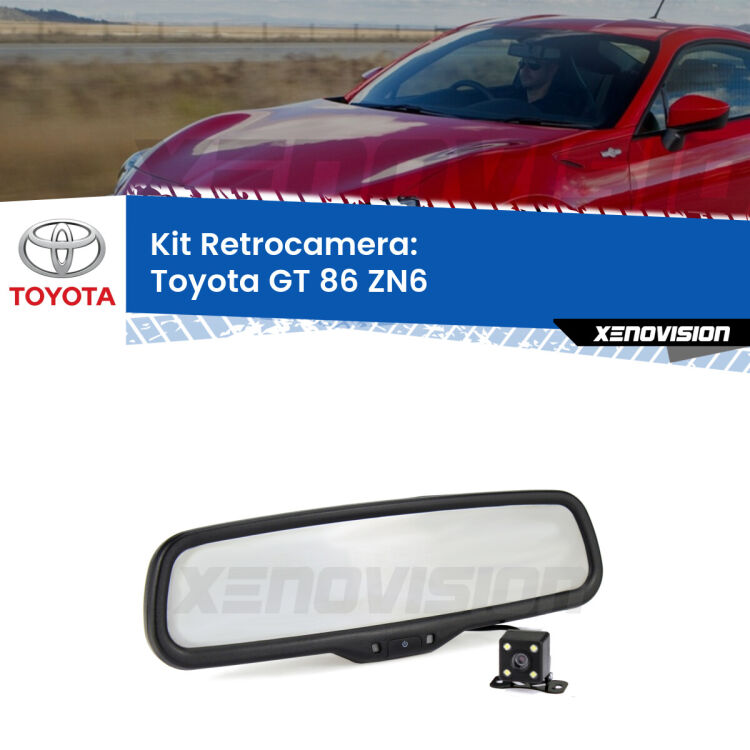 Kit Telecamera Parcheggio e Specchietto retrovisore con display invisibile per Toyota GT 86 ZN6. Spento è identico all’originale. In retromarcia, l’immagine appare in un riquadro prima invisibile