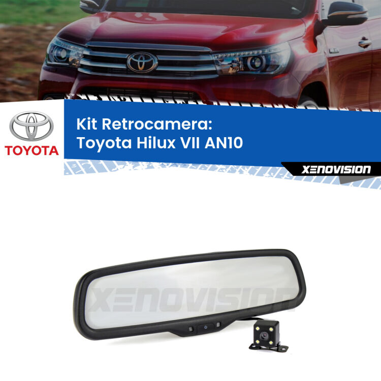 Kit Telecamera Parcheggio e Specchietto retrovisore con display invisibile per Toyota Hilux VII AN10. Spento è identico all’originale. In retromarcia, l’immagine appare in un riquadro prima invisibile