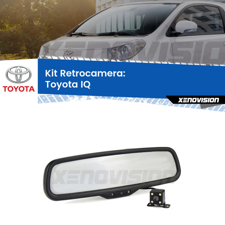 Kit Telecamera Parcheggio e Specchietto retrovisore con display invisibile per Toyota IQ . Spento è identico all’originale. In retromarcia, l’immagine appare in un riquadro prima invisibile