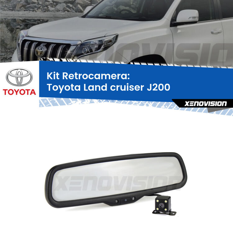 Kit Telecamera Parcheggio e Specchietto retrovisore con display invisibile per Toyota Land cruiser J200. Spento è identico all’originale. In retromarcia, l’immagine appare in un riquadro prima invisibile