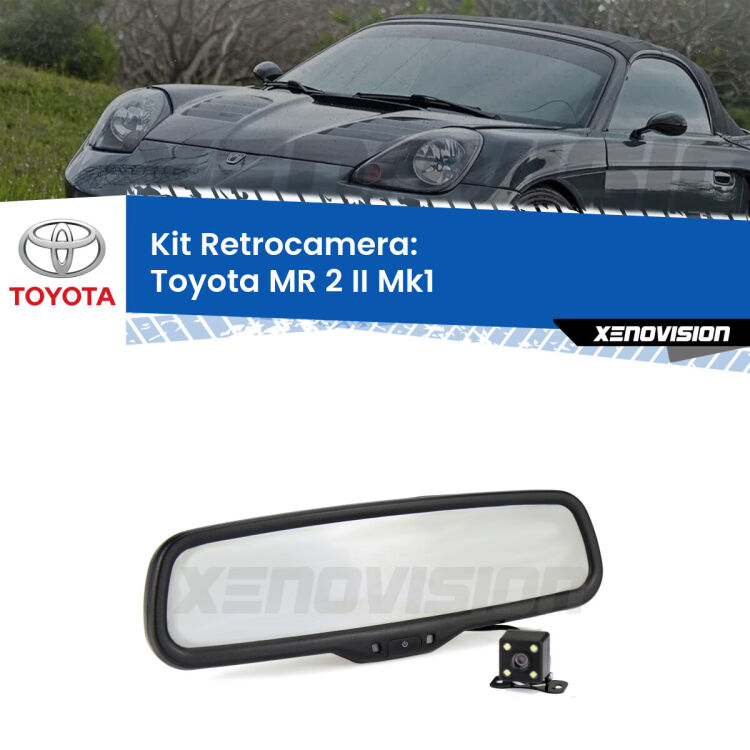 Kit Telecamera Parcheggio e Specchietto retrovisore con display invisibile per Toyota MR 2 II Mk1. Spento è identico all’originale. In retromarcia, l’immagine appare in un riquadro prima invisibile