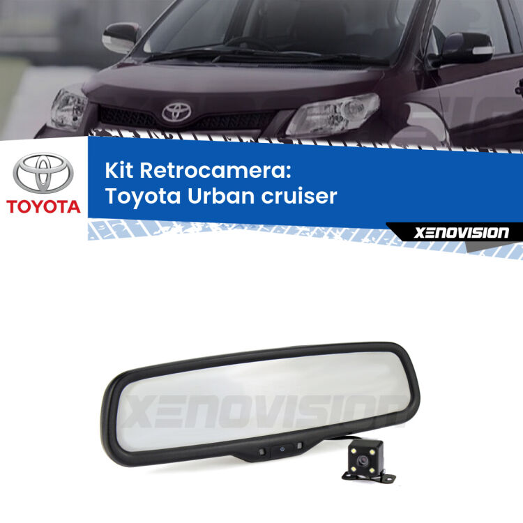 Kit Telecamera Parcheggio e Specchietto retrovisore con display invisibile per Toyota Urban cruiser . Spento è identico all’originale. In retromarcia, l’immagine appare in un riquadro prima invisibile