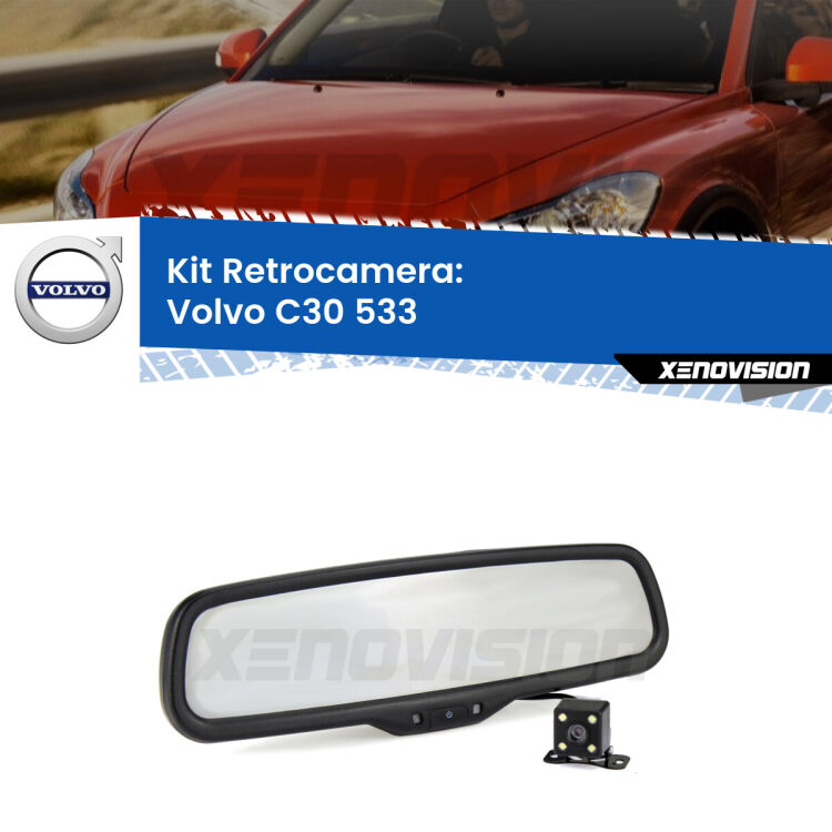 Kit Telecamera Parcheggio e Specchietto retrovisore con display invisibile per Volvo C30 533. Spento è identico all’originale. In retromarcia, l’immagine appare in un riquadro prima invisibile