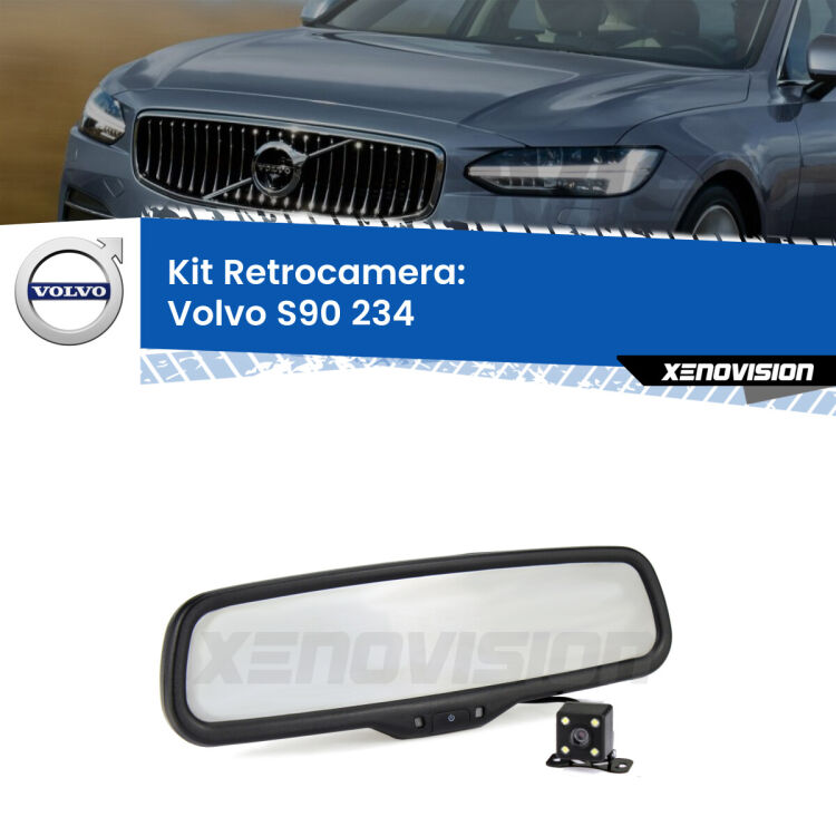 Kit Telecamera Parcheggio e Specchietto retrovisore con display invisibile per Volvo S90 234. Spento è identico all’originale. In retromarcia, l’immagine appare in un riquadro prima invisibile