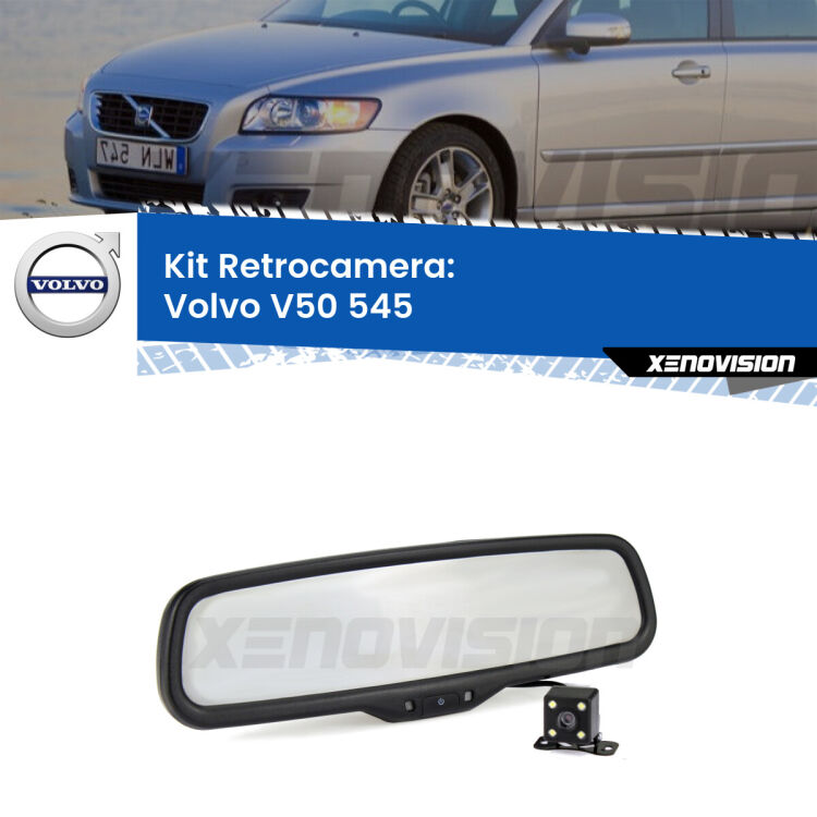 Kit Telecamera Parcheggio e Specchietto retrovisore con display invisibile per Volvo V50 545. Spento è identico all’originale. In retromarcia, l’immagine appare in un riquadro prima invisibile