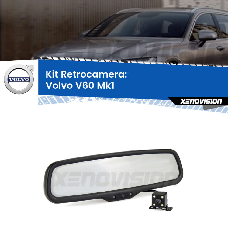 Kit Telecamera Parcheggio e Specchietto retrovisore con display invisibile per Volvo V60 Mk1. Spento è identico all’originale. In retromarcia, l’immagine appare in un riquadro prima invisibile