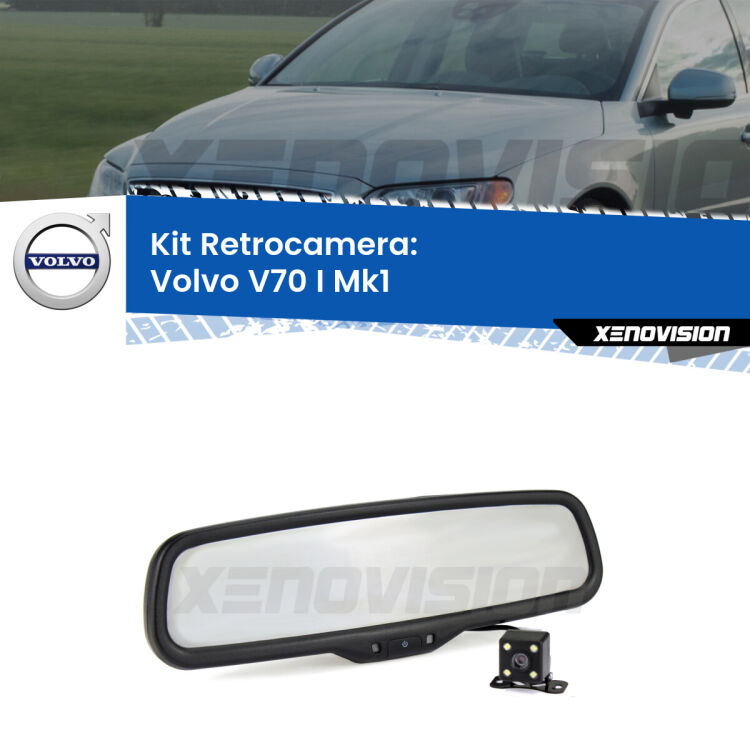 Kit Telecamera Parcheggio e Specchietto retrovisore con display invisibile per Volvo V70 I Mk1. Spento è identico all’originale. In retromarcia, l’immagine appare in un riquadro prima invisibile