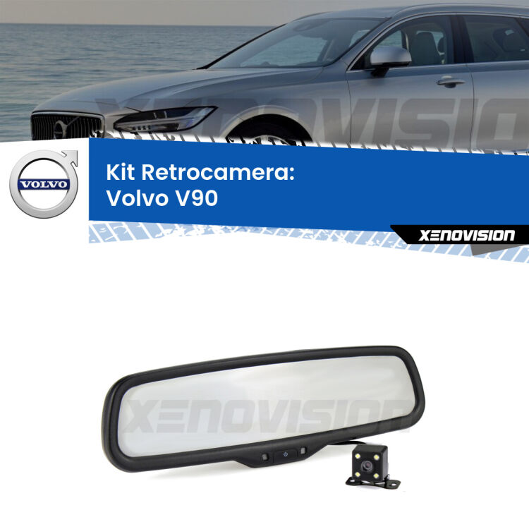 Kit Telecamera Parcheggio e Specchietto retrovisore con display invisibile per Volvo V90 . Spento è identico all’originale. In retromarcia, l’immagine appare in un riquadro prima invisibile